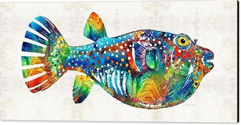 Puffer Fish Art Blow Puff By Sharon Cummings Canvas Print Canvas