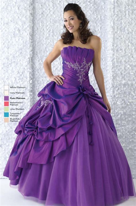Purple Ball Gown Strapless Full Length Quinceanera Dresses With Beading