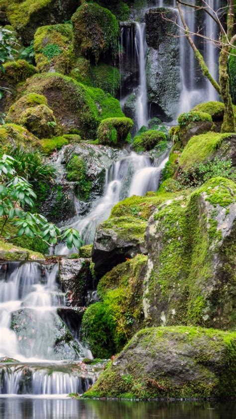 Portland Japanese Gardens Wallpaper 4k Waterfalls Green Moss Rocks