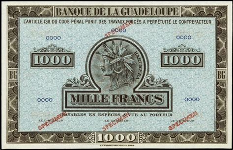 Denominations of the notes range from €5 to €500 and, unlike euro coins, the design is identical across the whole of the eurozone, although they are issued and . Guadeloupe 1000 Francs banknote 1942 Karukera|World ...