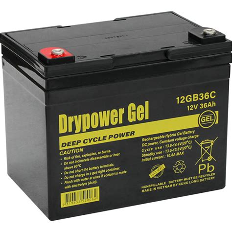 Drypower 12gb36c 12v 36ah Sealed Lead Acid Gel Deep Cycle Battery