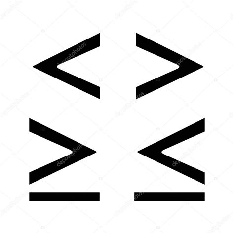 Icono De Glifo De Símbolos Matemáticos Es Menor Mayor O Igual Que Los Signos Símbolo De