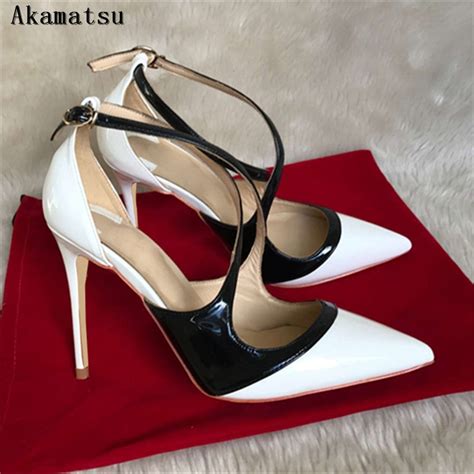 Buy Summer Black And White High Heels Pumps Woman 10cm