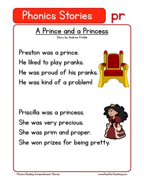 In this post, i would like to share the premise behind phonics based reading. Reading Comprehension Worksheet - A Prince and a Princess