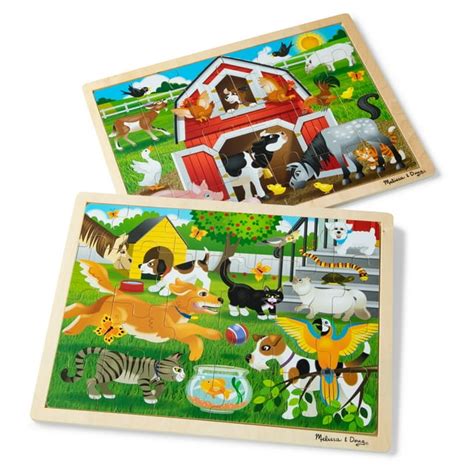 Melissa And Doug Animals Wooden Jigsaw Puzzle Sets Pets And Farm 24