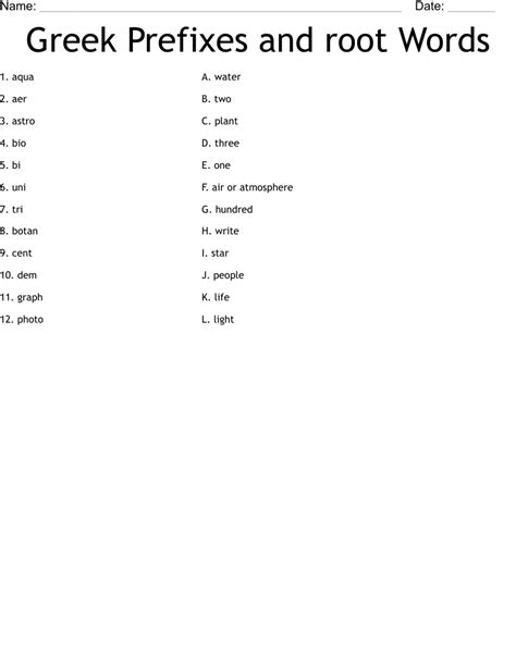 Greek Prefixes And Root Words Worksheet Wordmint
