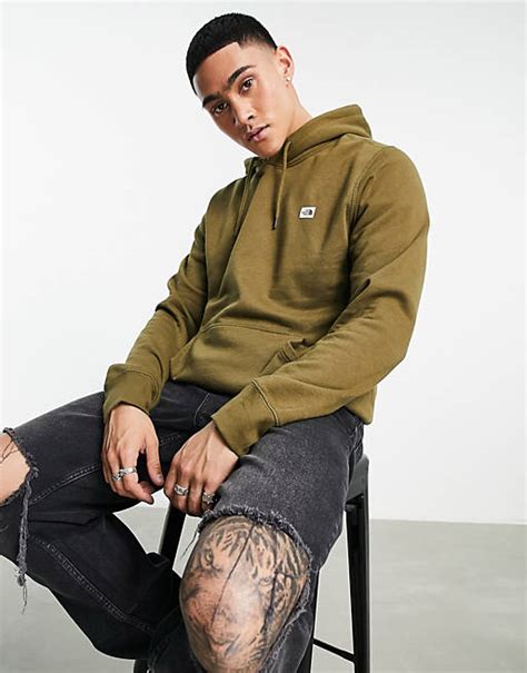 The North Face Heritage Patch Logo Hoodie In Olive Green Asos