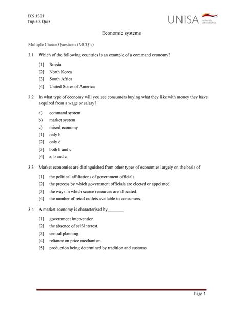 Quiz Topic 3 Quiz On Chapter 3 Ecs Topic 3 Quiz Page 1 Economic
