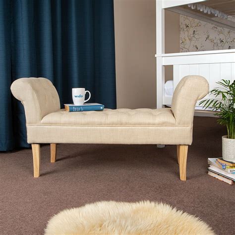 Cream studded armchair fabric armchairs uk candle and blue. Wido CREAM LINEN END OF BED CHAISE LONGUE SOFA ARMCHAIR ...