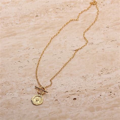 Gold Toggle Necklace Gold Coin Necklace Toggle Clasp OT Etsy