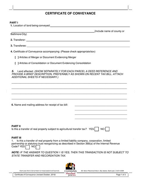 Maryland Certificate Of Conveyance Fill Out Sign Online And Download