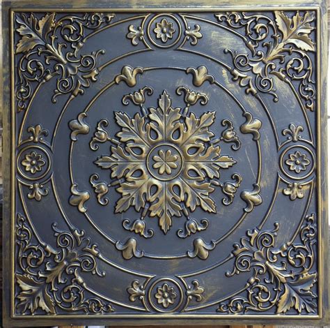 Pl18 Faux Finished Aged 3d Embossed Ceiling Tiles Ancient Gold Etsy