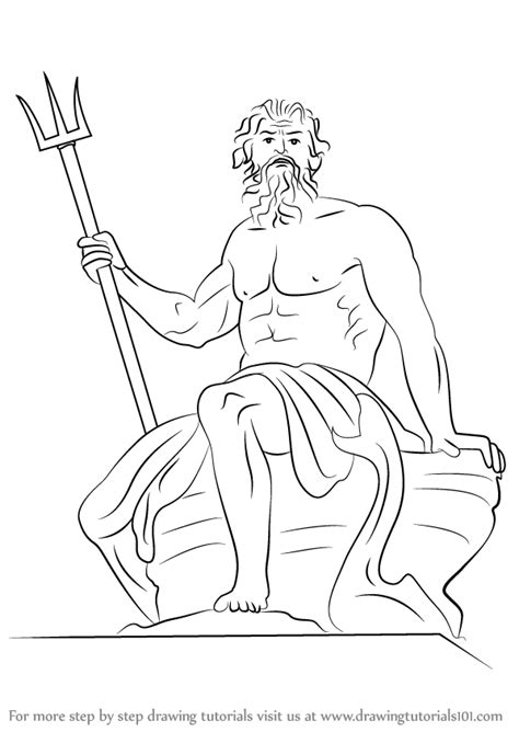 Step by Step How to Draw Poseidon : DrawingTutorials101.com