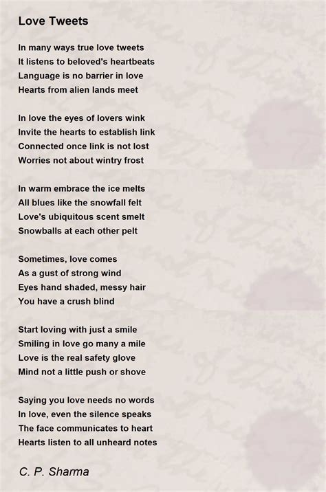 Love Tweets Poem By C P Sharma Poem Hunter