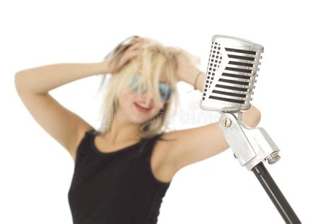 Retro Microphone And Rock Singer With Sunglasses Stock Image Image Of
