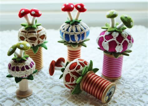 Vintage spool pin cushions | Pin cushions, Spool crafts, Wooden spool crafts