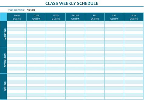 Free College Class Schedule Maker Template Wordexcelpdf Excel