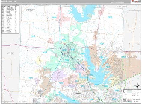 Denton County Tx Wall Map Premium Style By Marketmaps Mapsales