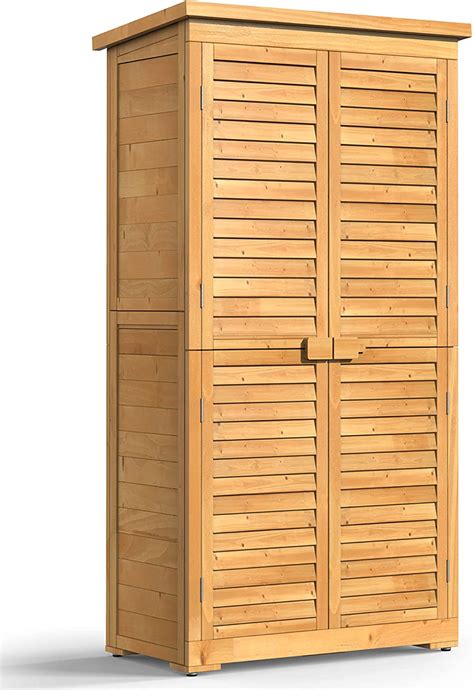 Buy Qsun 63 Outdoor Storage Cabinet With Doors Fir Wood Outdoor