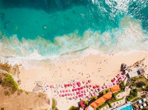 Aerial View Of Sandy Beach With Turquoise Ocean In Bali Dreamland