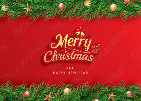 Merry Christmas And Happy New Year Greeting Card Banner Template