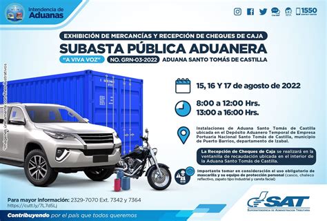 Sat Anuncia Subasta Pública Para El 18 De Agosto En La Aduana Santo