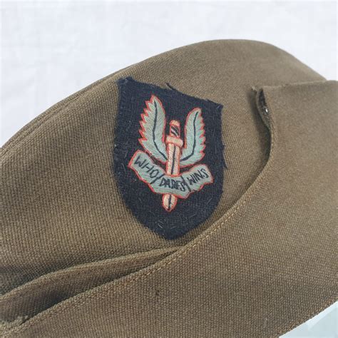 Circa Ww2 British Army Forage Side Cap With Sas Cloth Patch Sally