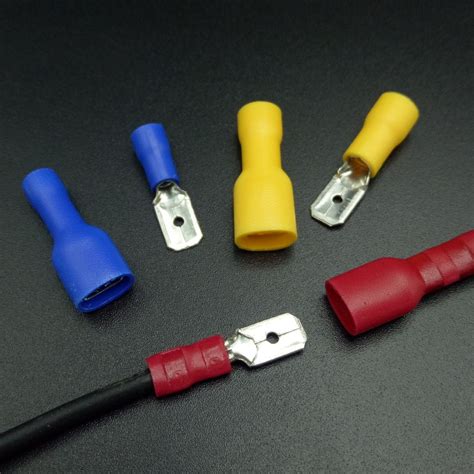 Flagship Stores 20x Blue Male 63mm Spade Connector Insulated Crimp