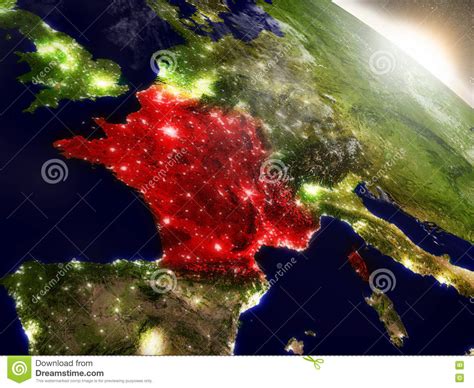 France From Space Highlighted In Red Stock Illustration Illustration