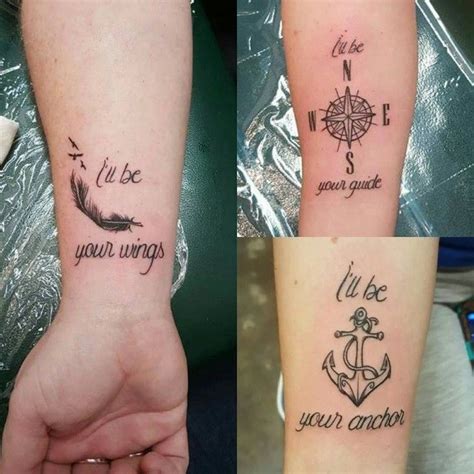 Side By Side Photos Feather Compass And Anchor Forearm Tattoos Small