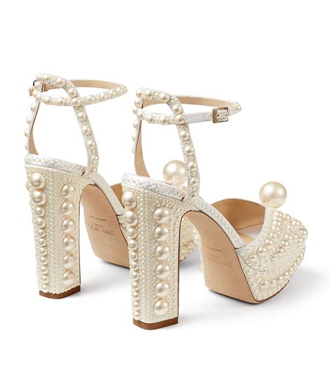 jimmy choo white sacaria 120 pearl embellished satin platform sandals harrods uk