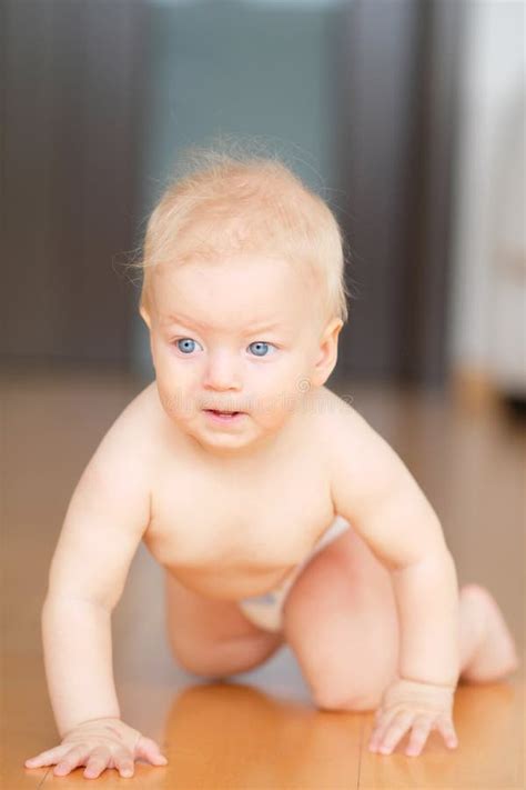Baby Boy Crawling Stock Photo Image Of Happiness Child 79201750