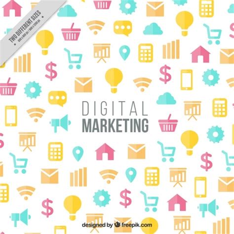 Free Vector Marketing Background With Colorful Icons In Flat Design