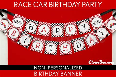Race Car Birthday Party Banner Happy Birthday