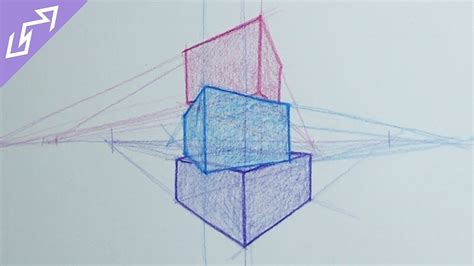 Sketch Of The Day 2 Stacked Blocks In 2 Point Perspective Drawing