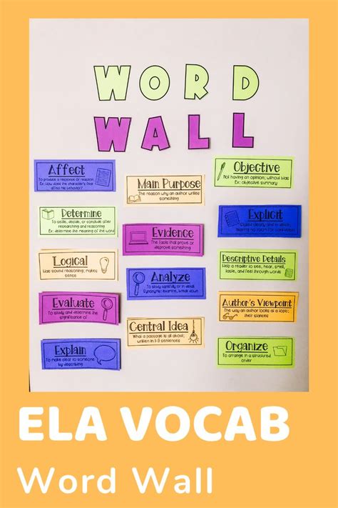 Ela Vocabulary Word Wall Test Prep Verbs 4th 12th Grade Ccss Aligned