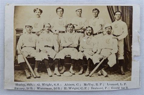 Rare 1869 Cincinnati Red Stockings Baseball Team Photo Card By Peck