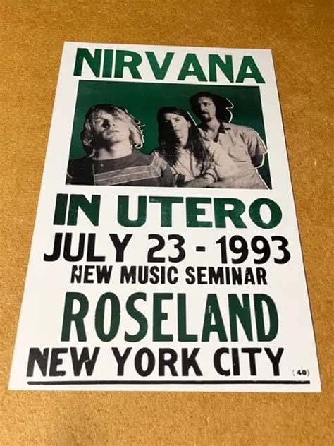 Nirvana Kurt Cobain 1993 In Utero Roseland New York Cardstock Concert