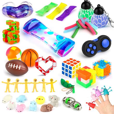 4 Pack Fidget Toys Set Adhd Glitter Bubble Stress Relief Sensory Game