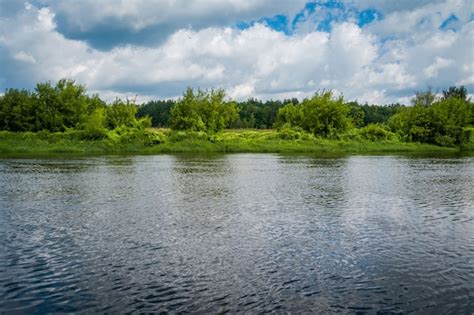 Summer Rural River Landscape Premium Photo