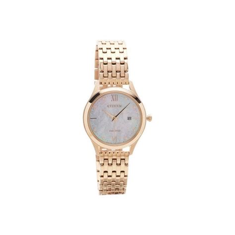 citizen ladies silhouette crystal rose gold tone mother of pearl eco drive watch timepieces