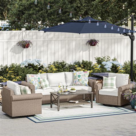 Allen Roth Emerald Cove 4 Piece Patio Conversation Set With Sofa At