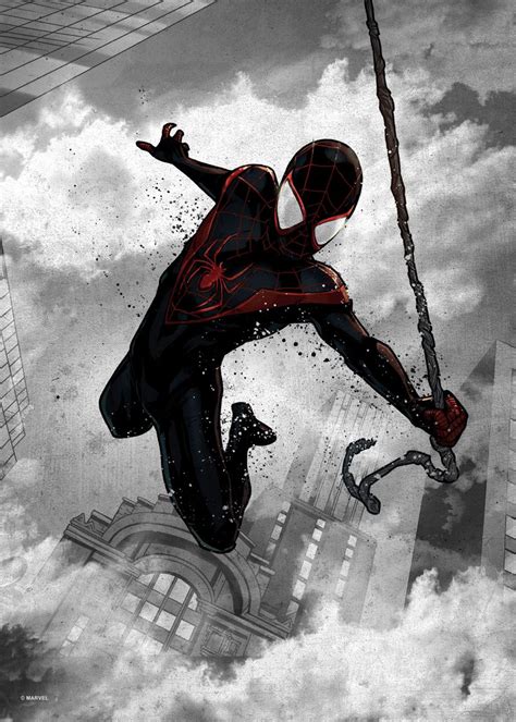 Spider Man Miles Morales Poster Picture Metal Print Paint By