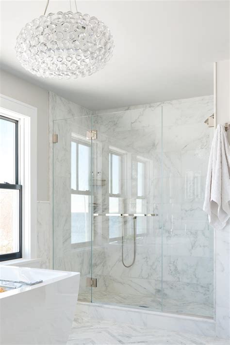 Marble Master Bathroom Shower With Glass Doors Hgtv