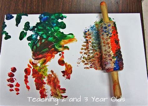 Preschool Painting With Rolling Pins Preschool Painting Painting
