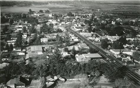 Late 1950s Aerial Photograph Of Downtown Beaumont California At The