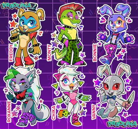 Holographic Stickers Fnaf Security Breach Freddy Monty Etsy
