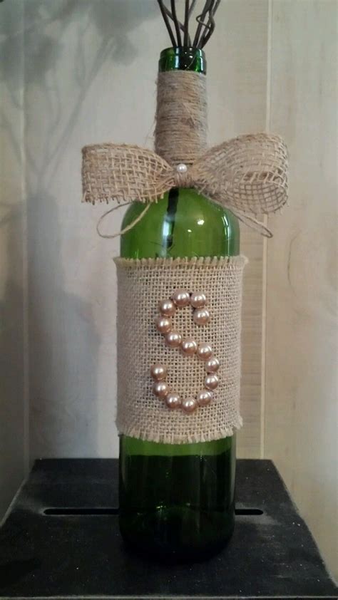 Red pearl creations specialises in wedding décor and wedding planning. Rustic Burlap Pearl Initial Monogram Wine Bottle Wedding ...