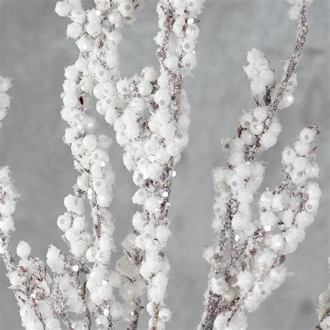 Artificial White Glittered Berry Spray Stems Branches Floral
