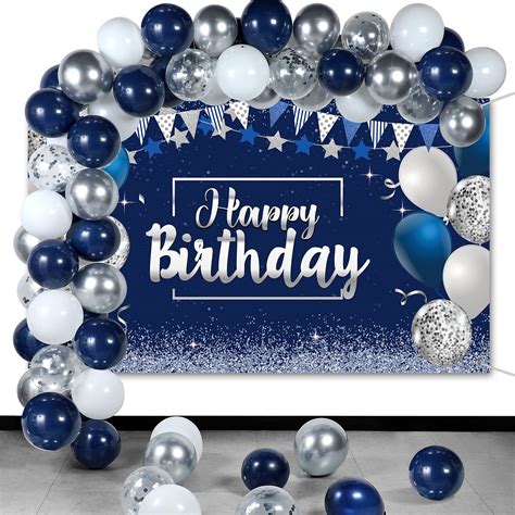 Navy Blue Birthday Confetti Balloons Kit Set 50 Pieces Blue Birthday